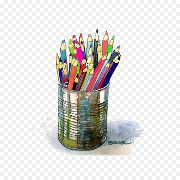 Rubber stamp Seal Sticker Idea - color pencil 