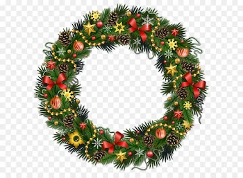 Rudolph Christmas Wreath Clip art - Transparent Christmas Pinecone Wreath with Ornaments Clipart 