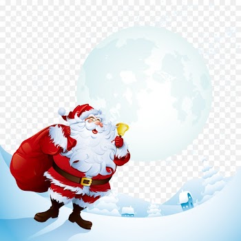 Rudolph Santa Claus Is Comin to Town Christmas Illustration - Vector Santa and moon 