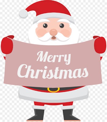 Rudolph Santa Claus Reindeer Christmas card - Merry Christmas Santa holding a sign 