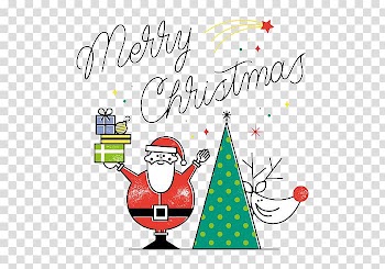 Rudolph Santa Claus Reindeer Christmas, Santa Claus waved gift transparent background PNG clipart