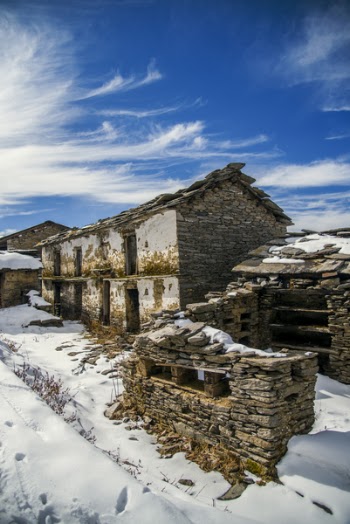 Ruined House on Snow Field