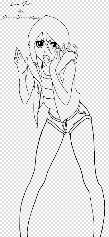 Rukia line art transparent background PNG clipart