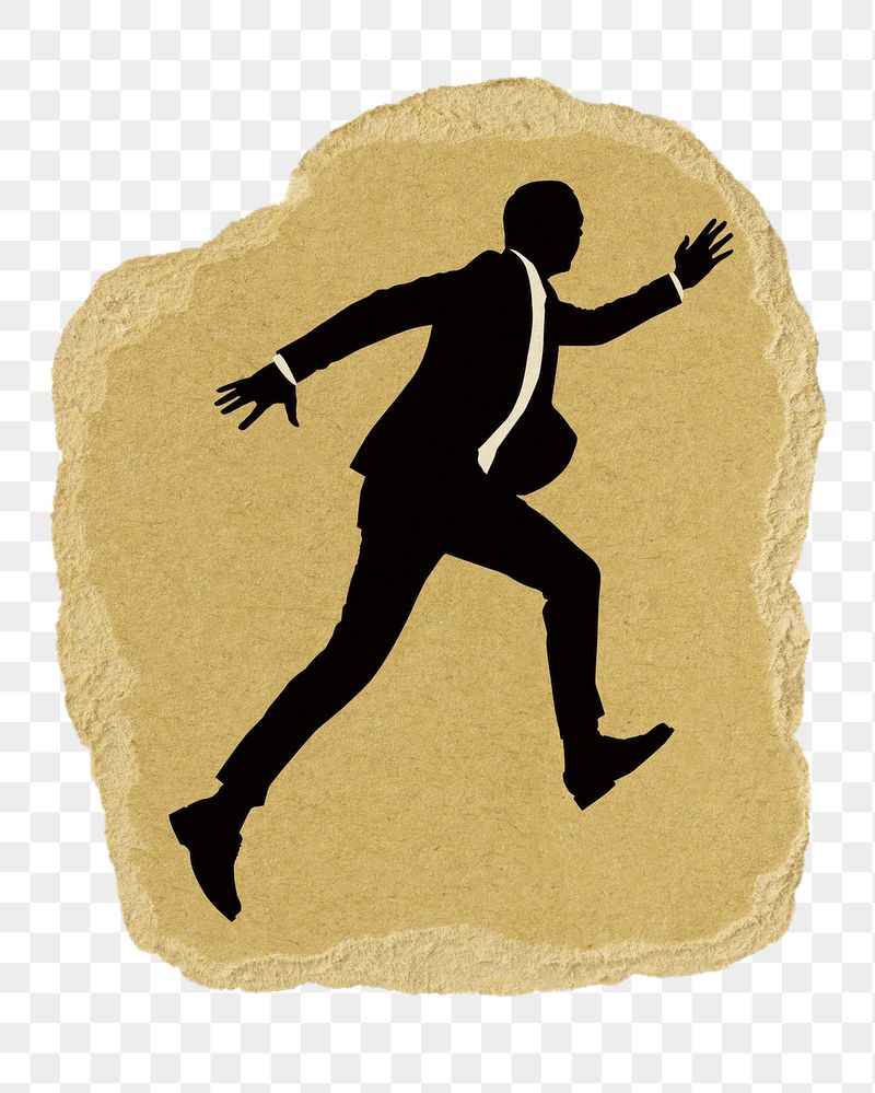 Running businessman png sticker, silhouette, | Free PNG - rawpixel