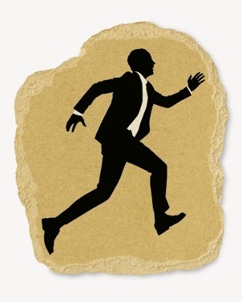 Running businessman silhouette torn paper, | Free PSD - rawpixel