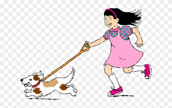 Running Child - Girl With Dog Clip Art