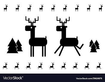 running deers in geometric style black and white