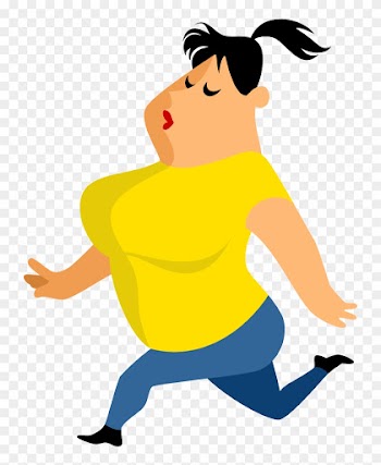 Running Illustration Yellow Obese - Cartoon Obese People