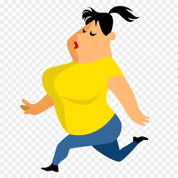 Running Illustration - Yellow obese people lose weight jogging 