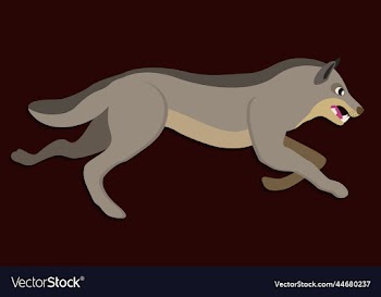 running wolf on dark brown