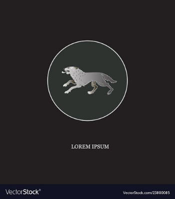 Running wolf white contour circle vector image