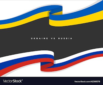 russia and ukraine flag on dark background