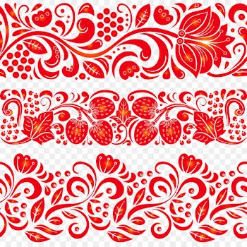 Russia Khokhloma Drawing Illustration - Red pattern silhouette 