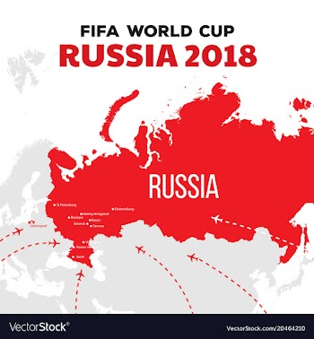 Russia world cup 2018 with map and vector image