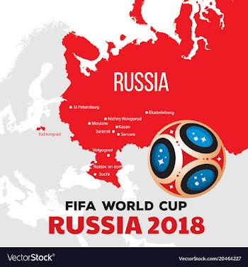 Russia world cup 2018 with map and vector image