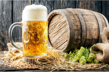 Rustic Beer Still Life with Glass Stein and Barley