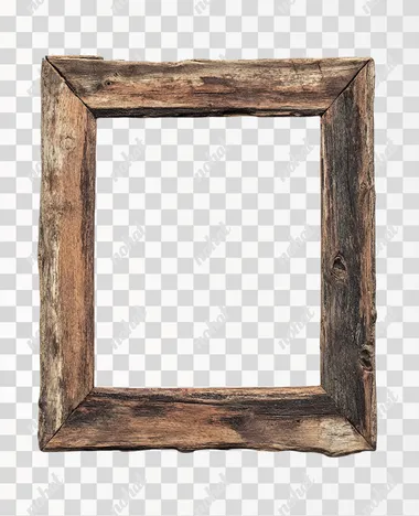 Rustic Charm: Wooden Frame on Clean White Canvas