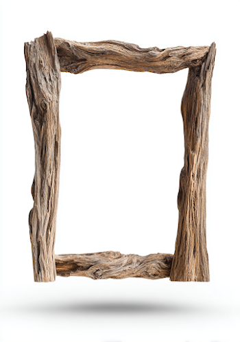 Rustic Driftwood Photo Frame on White Background