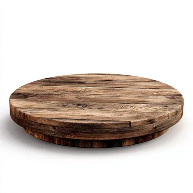 Rustic Round Wooden Platform on White Background Rustic Round Wooden Platform on White Background