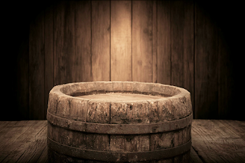 Rustic Wooden Barrel in Cellar