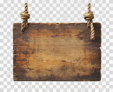 Rustic Wooden Sign with Weathered Rope