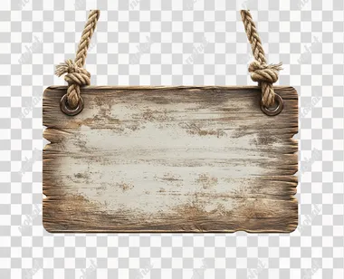 Rustic Wooden Sign with Weathered Rope Hanging