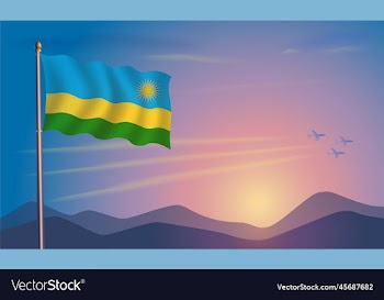 rwanda flag in the morning sun