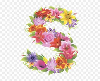 Английский Алфавит, Буква S, Цветочный Алфавит, Цветы, - Alphabet S In Flowers