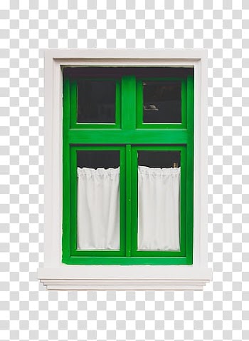 S, clear glass window with green and white frames transparent background PNG clipart