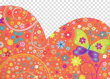 S Flowies, orange, green, and purple butterfly frame template transparent background PNG clipart