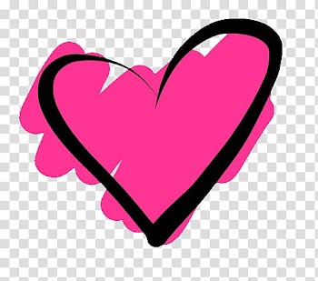 S, heart shaped with black border and pink fill in ] transparent background PNG clipart