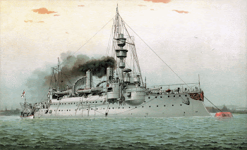 S.M. Küstenpanzerschiff Ägir, lithograph by Hugo | Free Photo - rawpixel