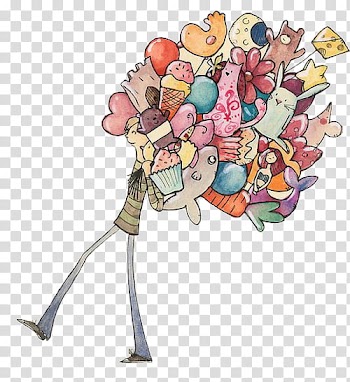 S, person with balloons illustration transparent background PNG clipart