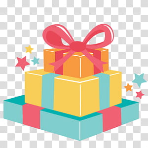 S, pile of three assorted-color gift boxes transparent background PNG clipart