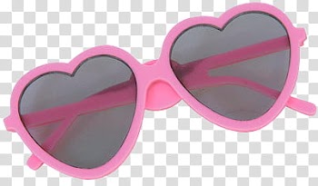 S, pink framed heart sunglasses transparent background PNG clipart