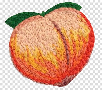 S, round red and beige knitted fruit decor transparent background PNG clipart