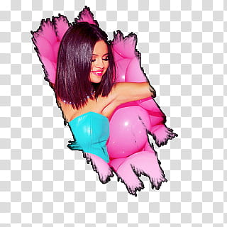 S, Selena Gomez surrounded with pink balloons transparent background PNG clipart