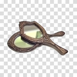 S, two brown wood-framed hand mirrors transparent background PNG clipart