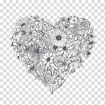S, white flower heart-formed illustration transparent background PNG clipart