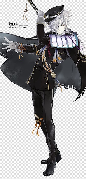 S, white-haired male anime charater transparent background PNG clipart