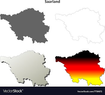 Saarland blank outline map set vector image