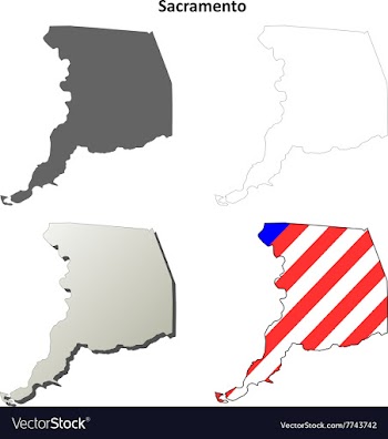 Sacramento County California outline map set vector image
