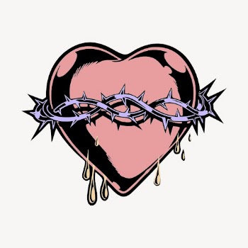 Sacred heart collage element, goth | Free PSD Illustration - rawpixel
