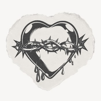 Sacred heart drawing, ephemera torn | Free Photo Illustration - rawpixel