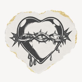 Sacred heart drawing, torn paper, | Free Photo Illustration - rawpixel
