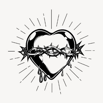Sacred heart drawing, vintage goth | Free PSD Illustration - rawpixel