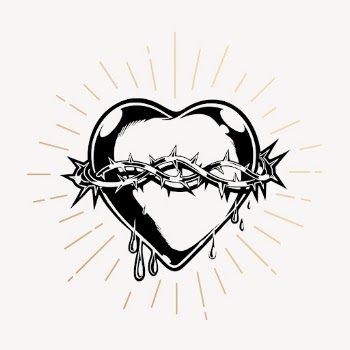 Sacred heart drawing, vintage goth | Free PSD Illustration - rawpixel