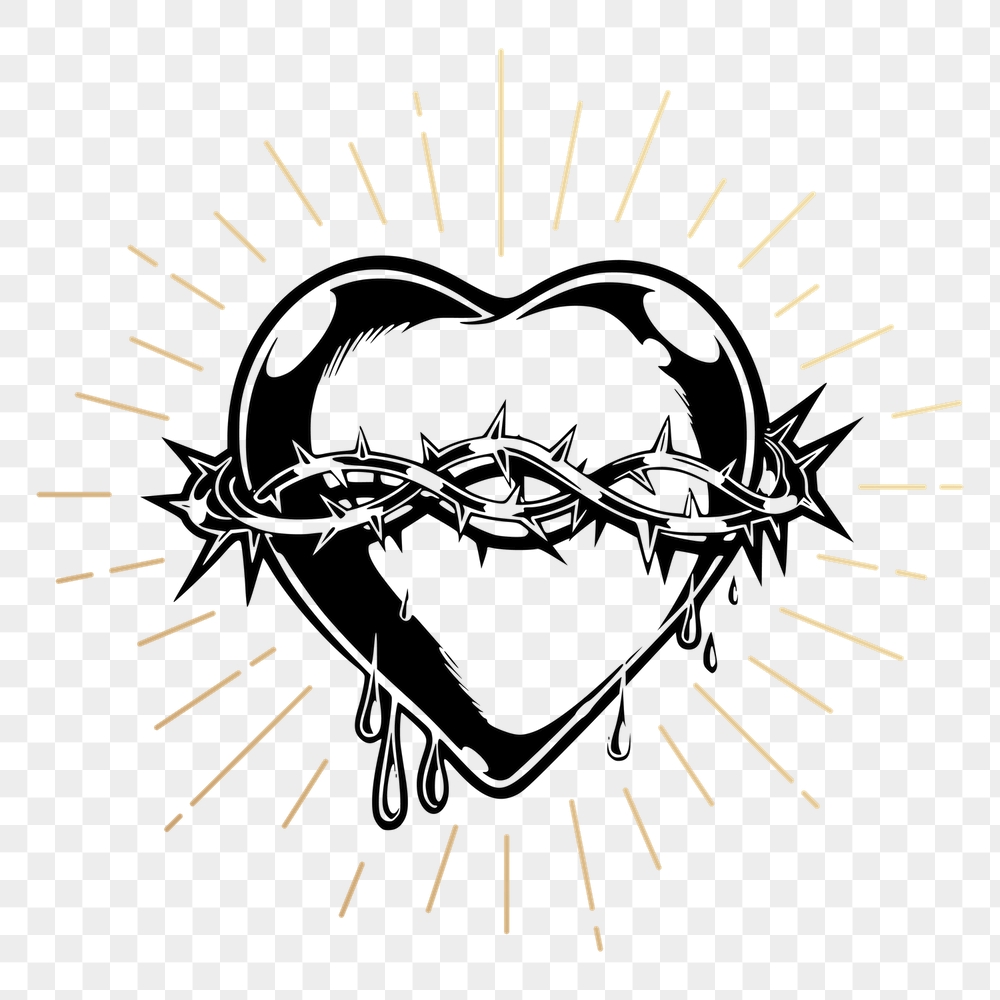 Sacred heart png sticker, vintage | Free PNG Illustration - rawpixel