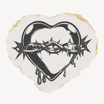 Sacred heart ripped paper clipart, | Free Vector Illustration - rawpixel