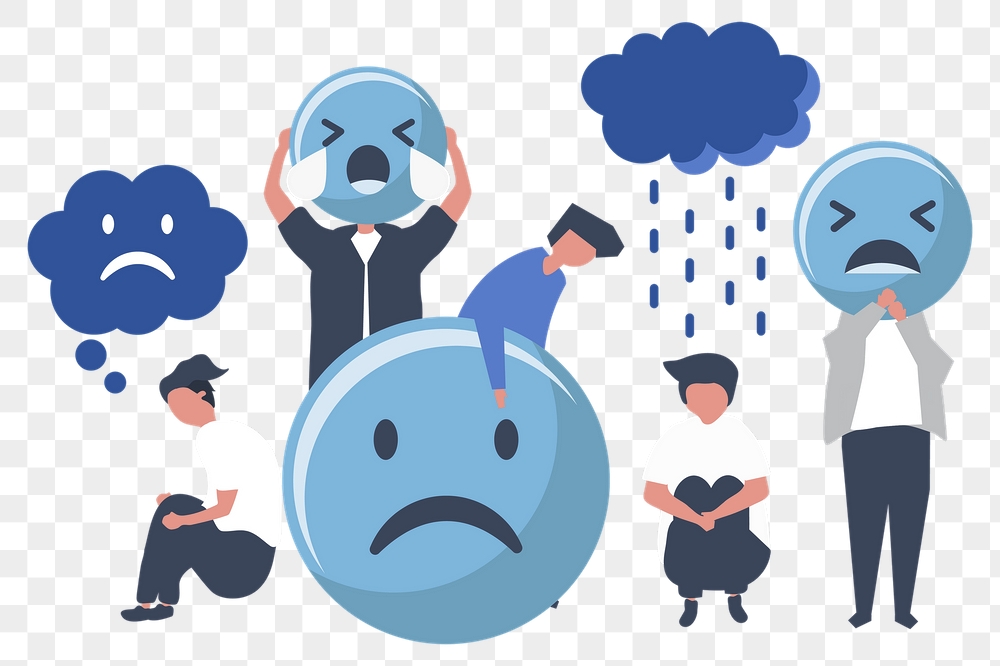 Sad and depressed people illustration | Free PNG - rawpixel